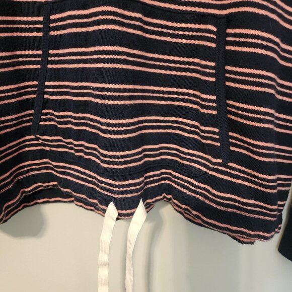 J.Crew sz L women drawstring hoodie stripes front pocket - Picture 4 of 12